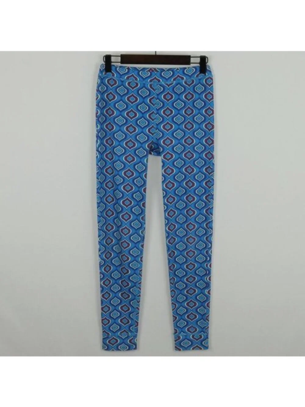 REI Kids Medium Blue & Red Patterned Pull On Light Weight Activewear Leggings